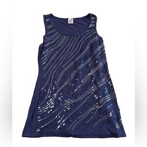 Saga Blue Sleeveless Shirt with Sequins Women Size Large